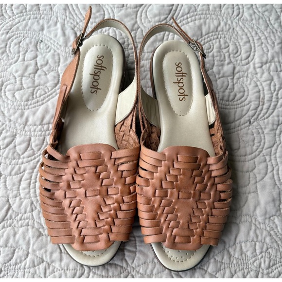 Softspots Shoes - SoftSpots Huarache Style Open Toe Slingback Sandals Brown Cognac 12W